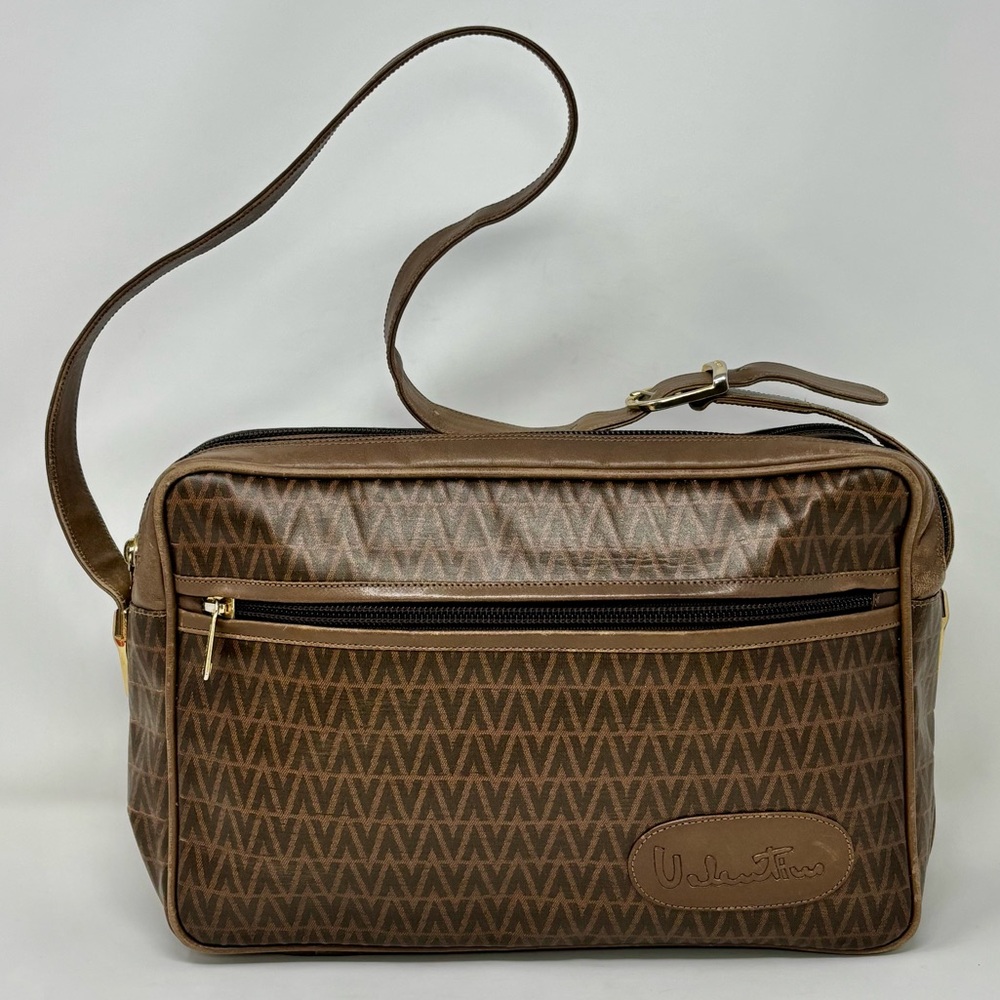 Vintage 80-90s MARIO VALENTINO V Clutch Zip Up Handbag Purse Brown Made In Italy